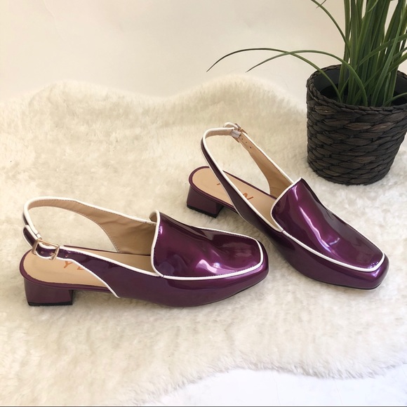 Shoes - Size 9 Purple Glossy PU Square Toe Shoes